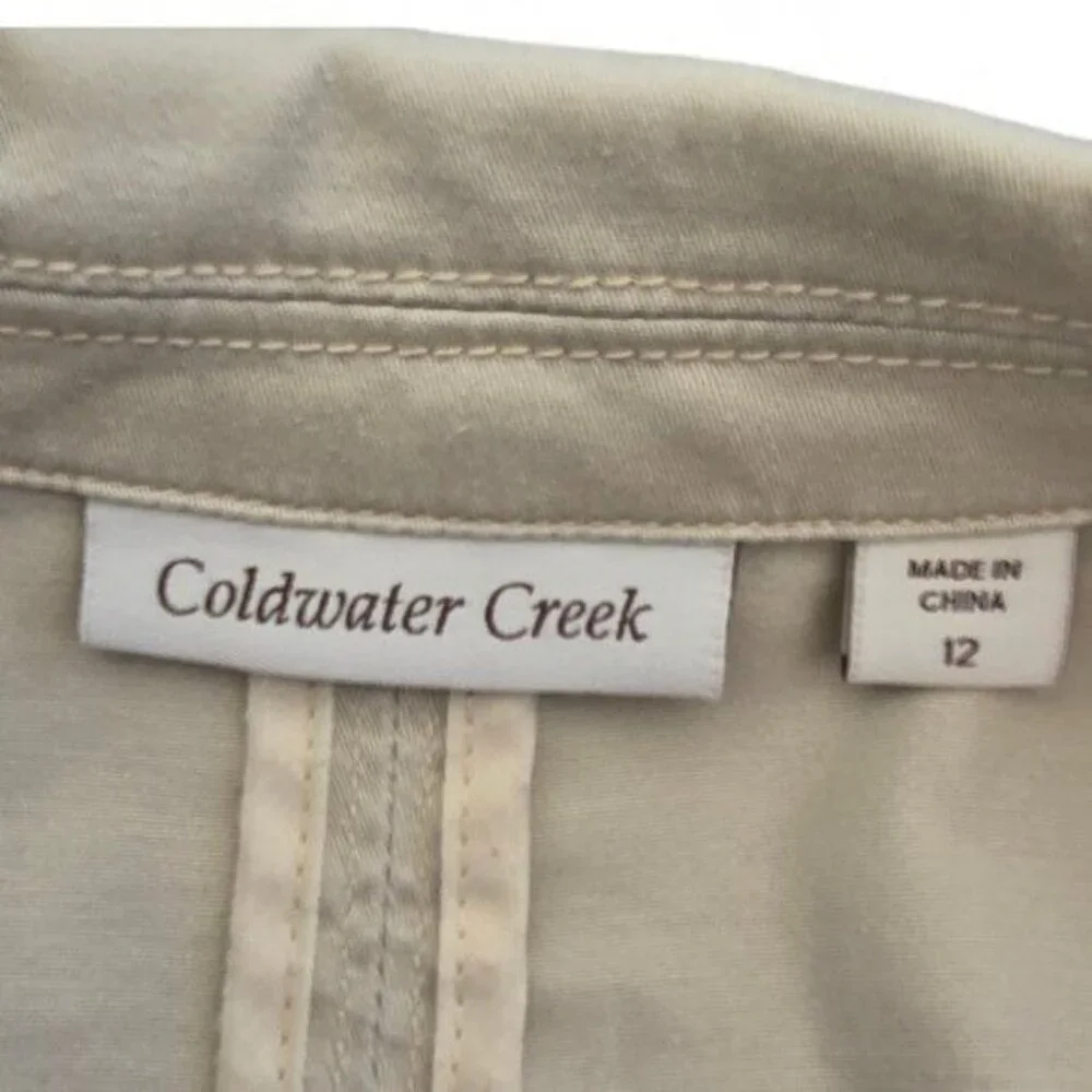 Coldwater Creek Size 12 Womens Khaki Cotton Blend Blazer Jacket - Picture 3 of 4